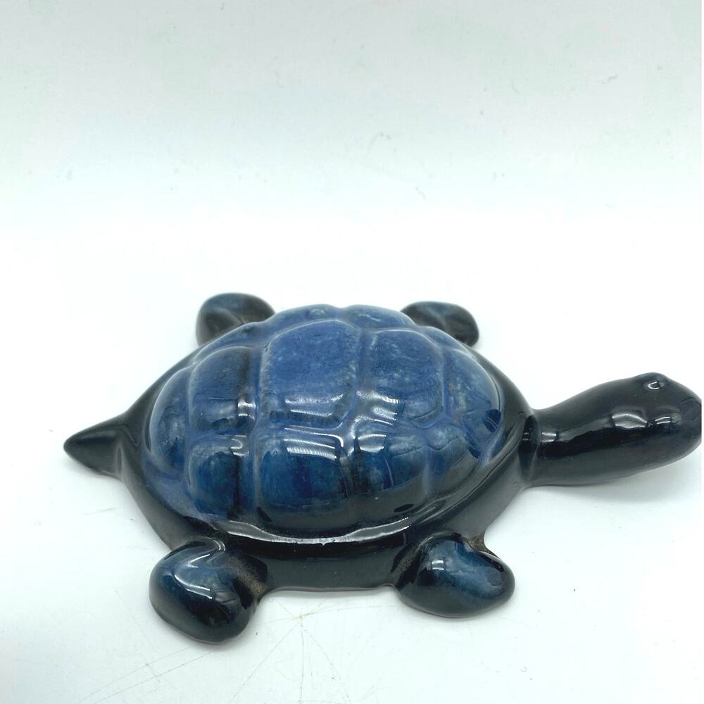 Blue Mountain Pottery‎ Turtle Canadian Art Blue Drip BPM Marked Vintage Eclectic